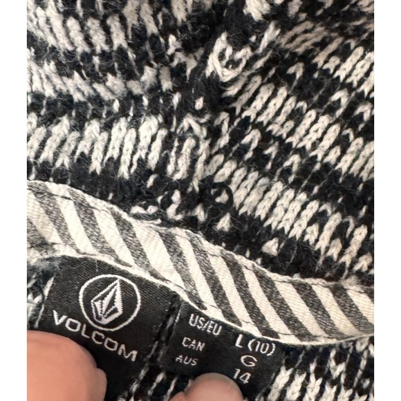 Volcom Broken Letters Hooded Sweater Black White Large Hoodie Sweatshirt - Picture 11 of 14